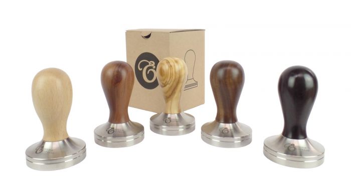 49mm Barista Coffee Hand Tamper Rosewood Handle Stainless Steel Flat Base 