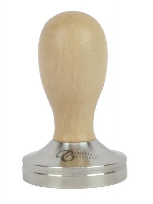 58mm Coffee Espresso Tamper – Beech Handle, Flat Stainless Steel Base