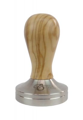 49mm Coffee Espresso Tamper – Olive Wood Handle, Flat Stainless Steel Base
